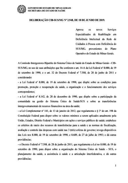 DELIBERAÇÃO CIB SUS MG Página 1