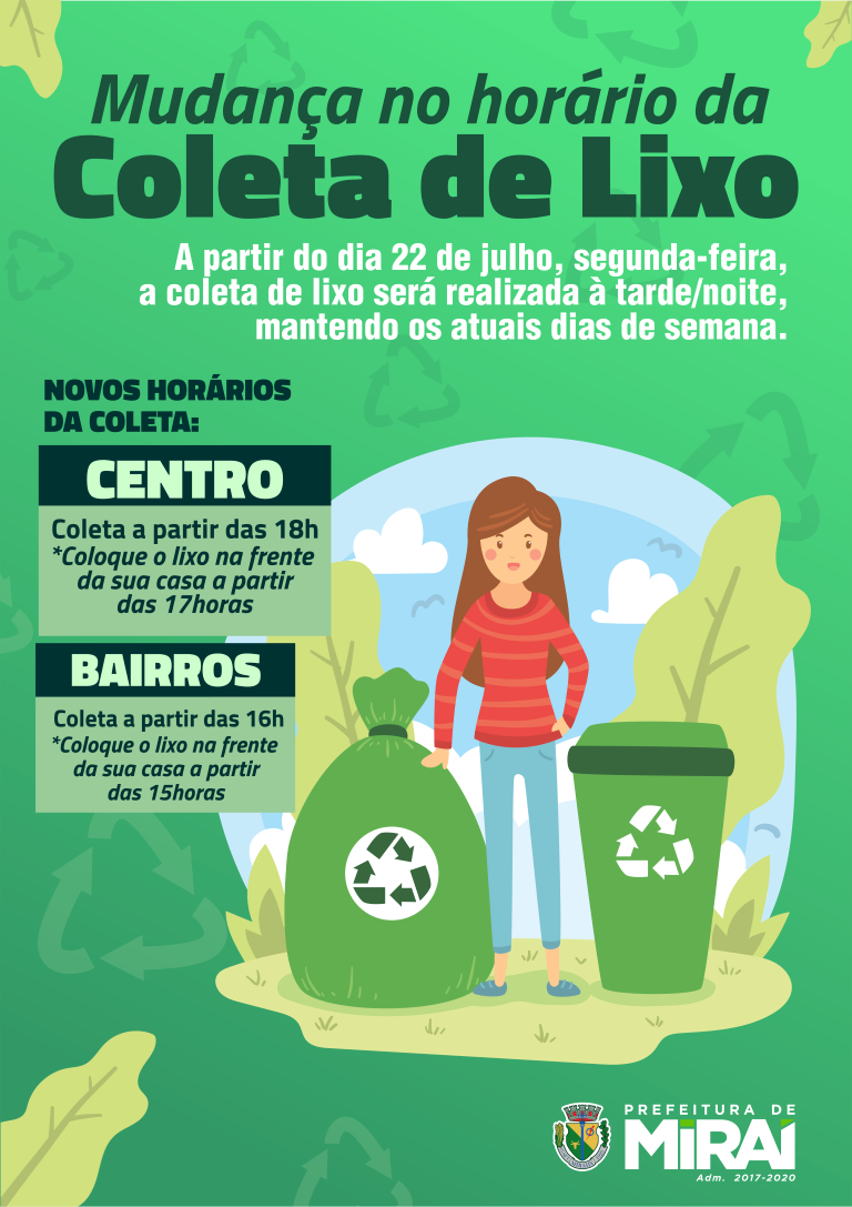 PREFEITURA DE MIRAÍ coleta de lixo horários cartaz A3 Medium